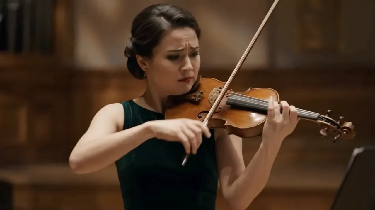Original violinist video frame before the conversational edits
