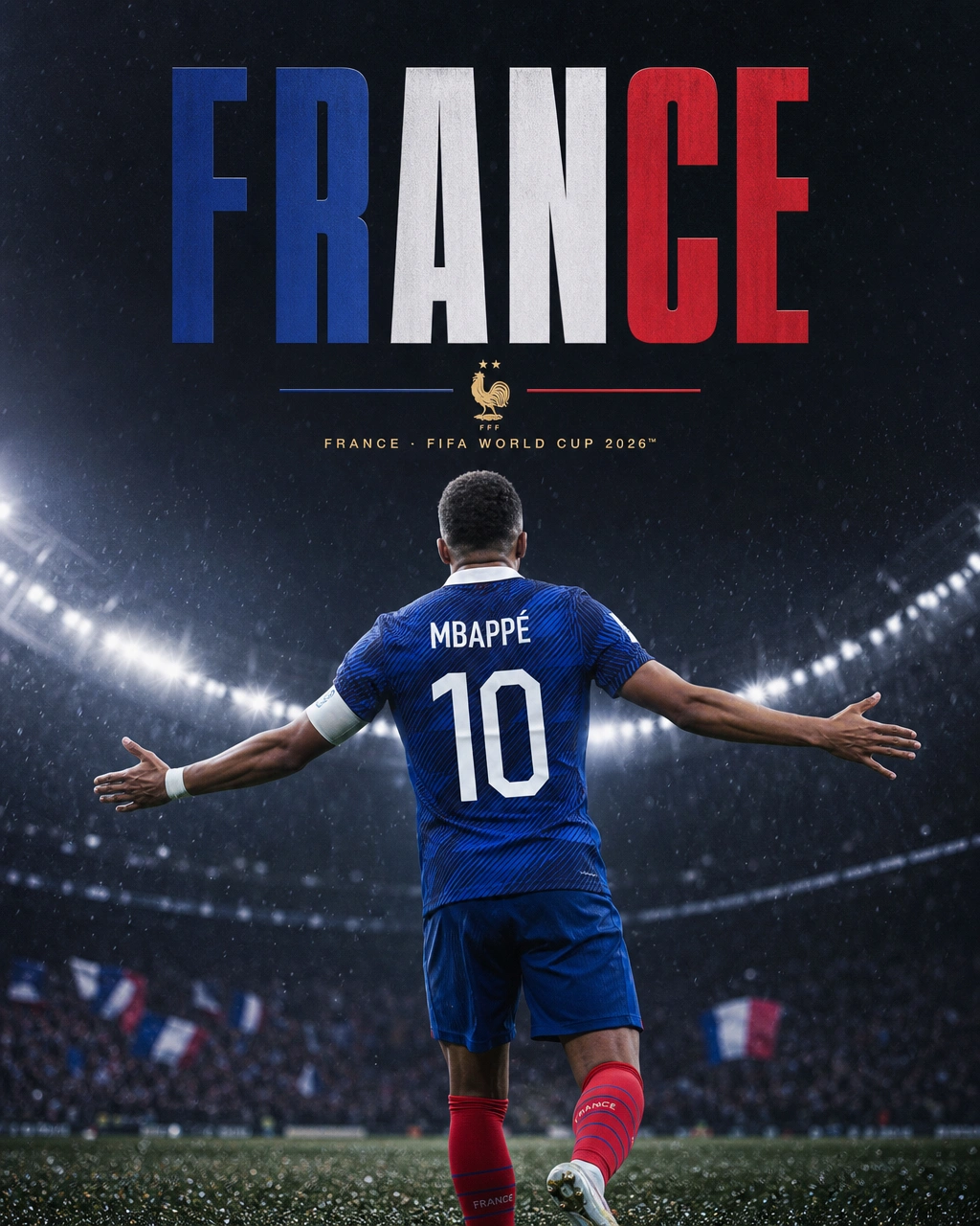 Premium World Cup football poster with a back-view player celebration